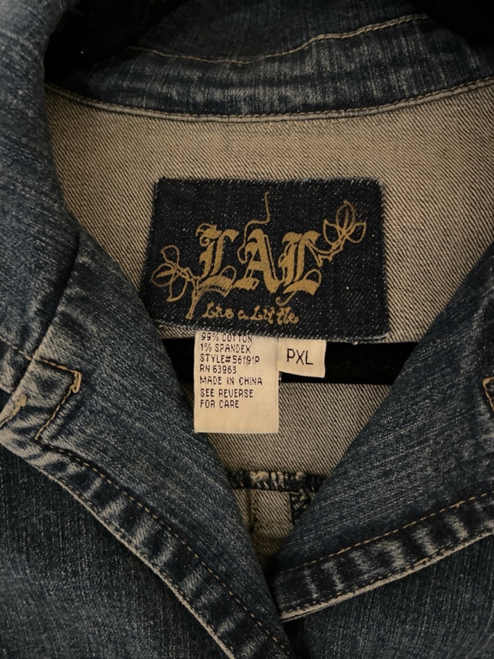 Live a Little (LAL) Classic Blue Stretch Denim Petite Jacket - PXL - Picture 10 of 10